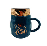 Üst Kapağı Aynalı Şık Mug Kupa 350-450 ml Koyu Yeşil